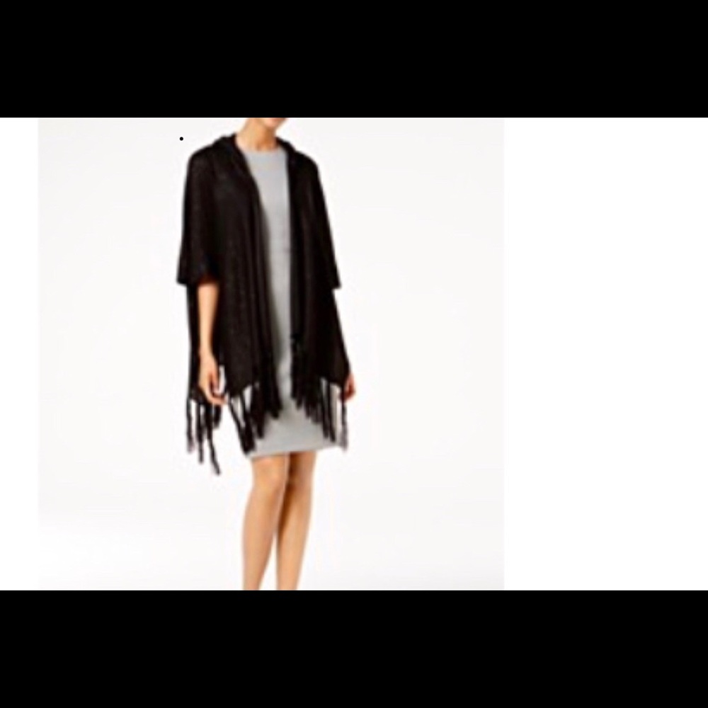 Steve Madden Sequin Fringe hooded topper
